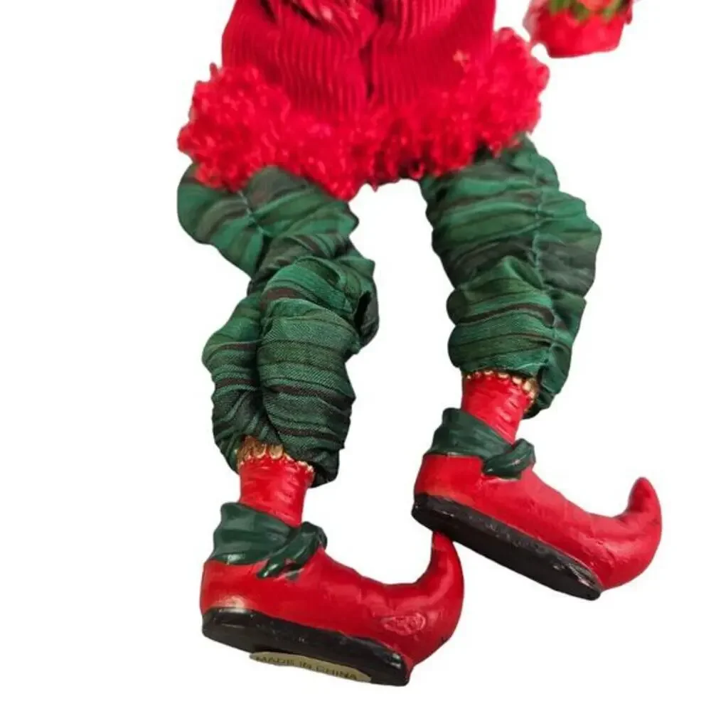 Christmas Decor Elf Fairy Doll‎ Pixie Detailed Sequins Beads Holiday Red READ